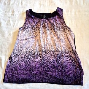 Chico's womens size 2 or Large 100% silk front sleeveless purple ombre shirt EUC